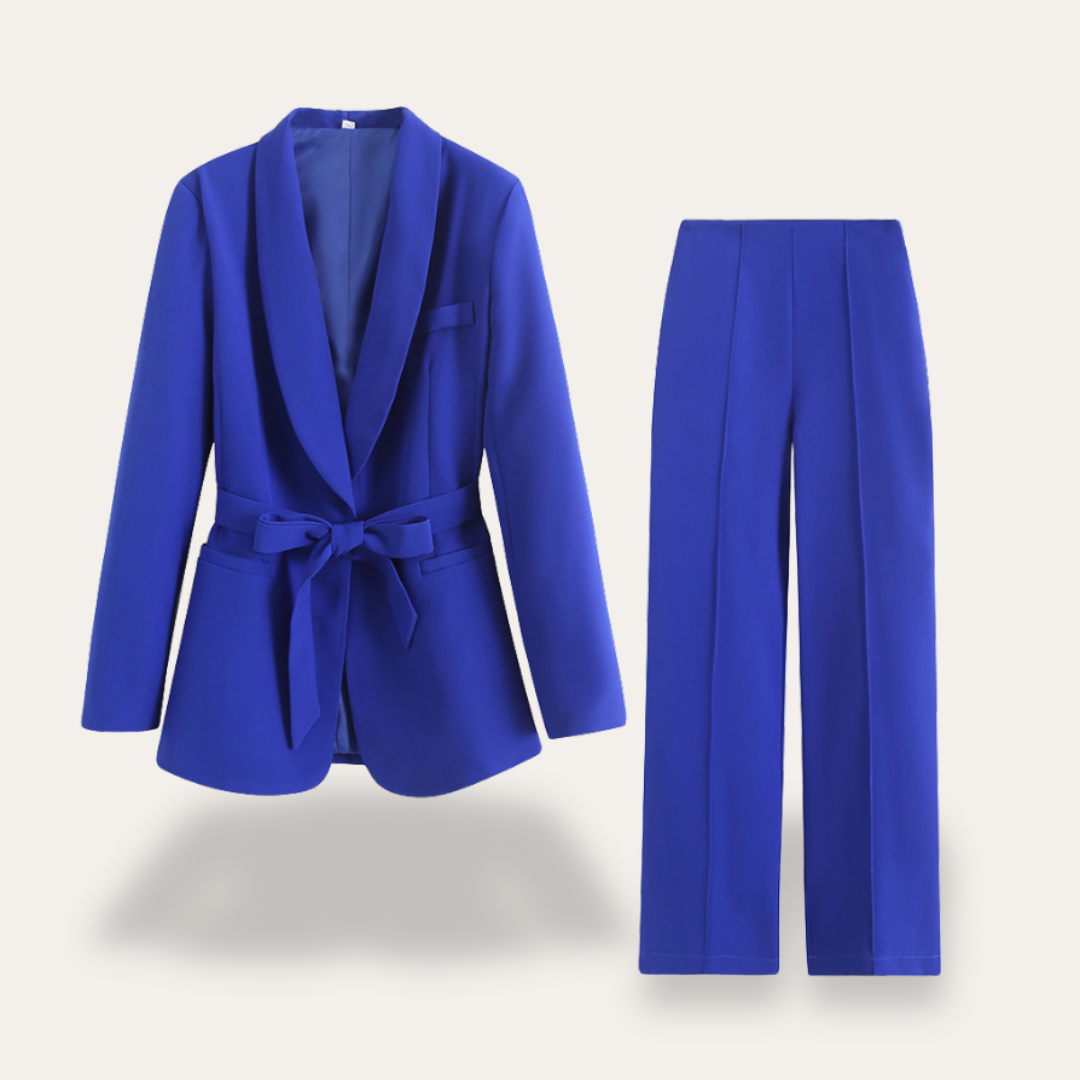 Elysia | Elegant Blazer och Vida Byxor, Tvådelat Set