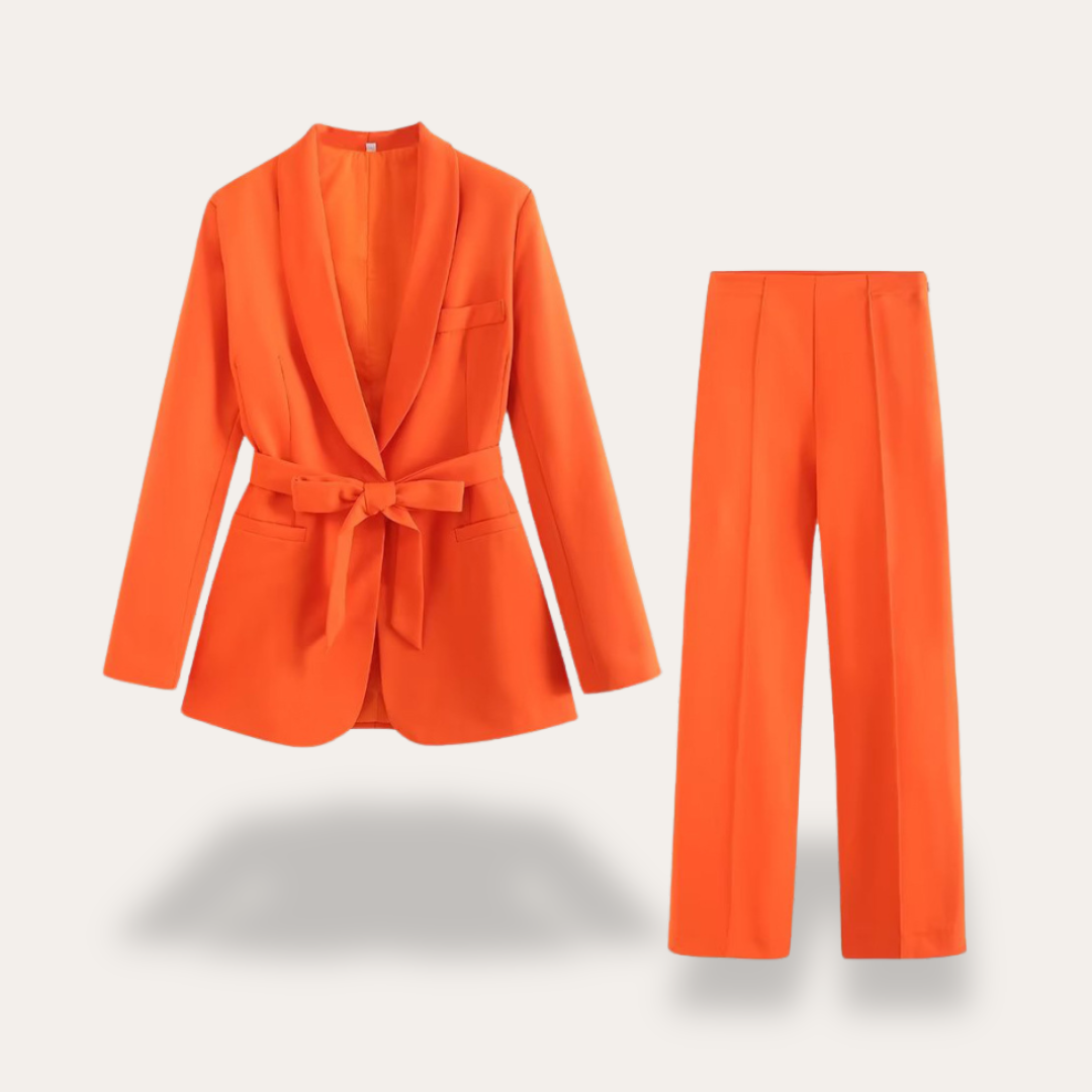 Elysia | Elegant Blazer och Vida Byxor, Tvådelat Set