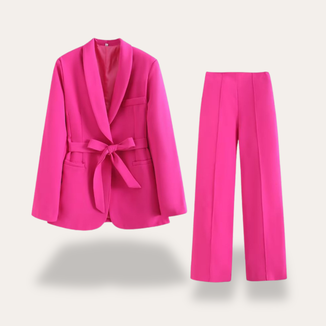 Elysia | Elegant Blazer och Vida Byxor, Tvådelat Set