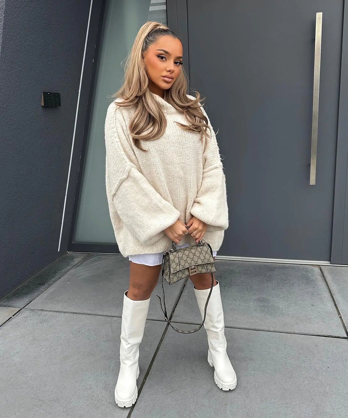 Vintervarm Oversize Striktrøje til Damer - Komfort & Stil