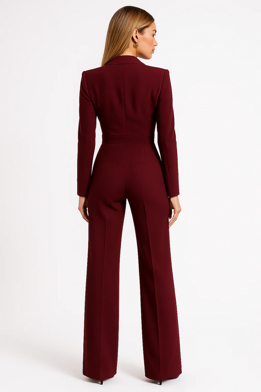 Jumpsuit för damer med V-ringning och vida ben