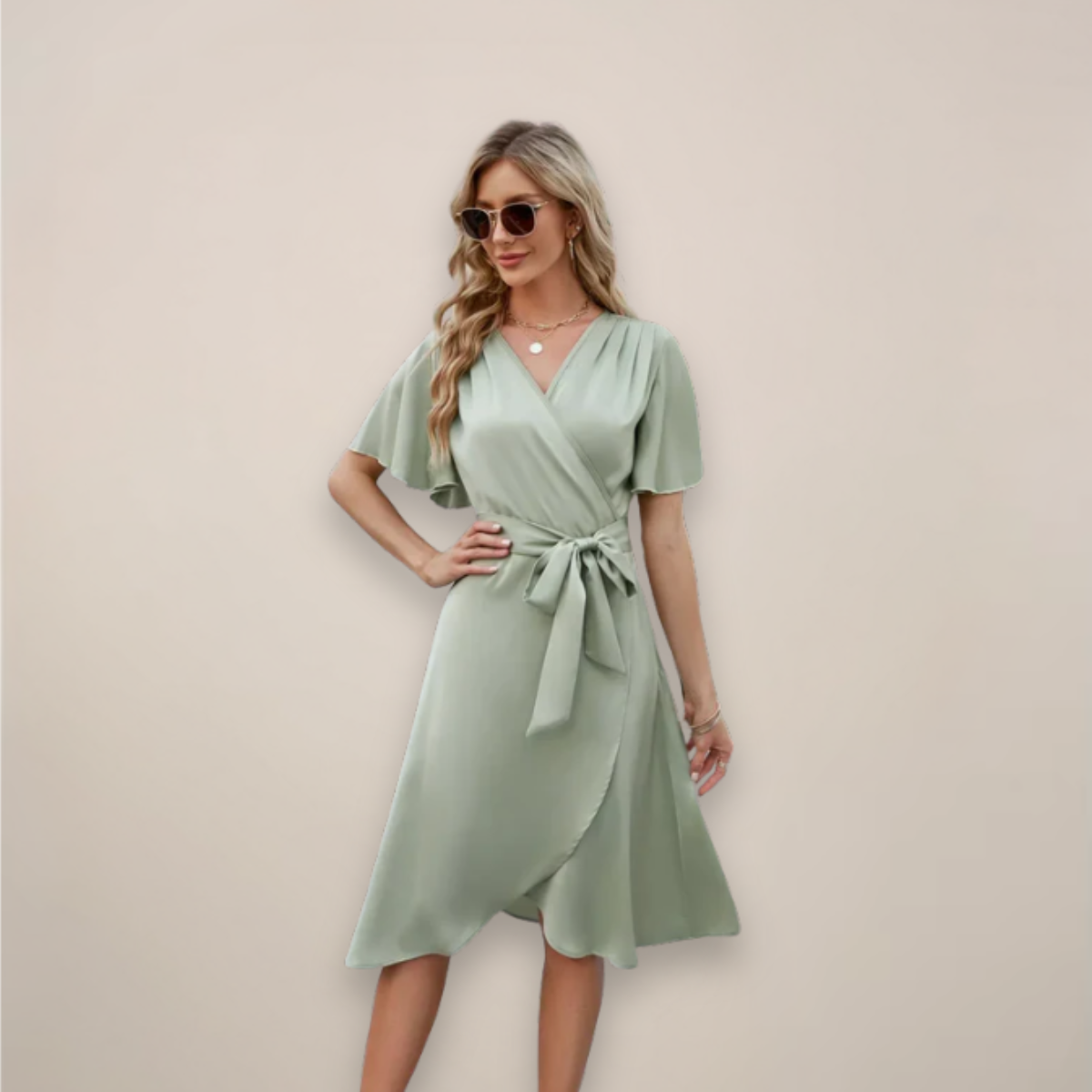 Sofia | Elegant Midi-Klänning med Knytdetalj