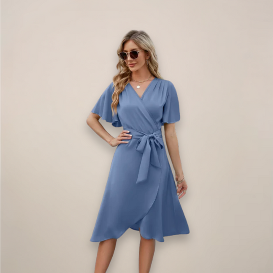 Sofia | Elegant Midi-Klänning med Knytdetalj
