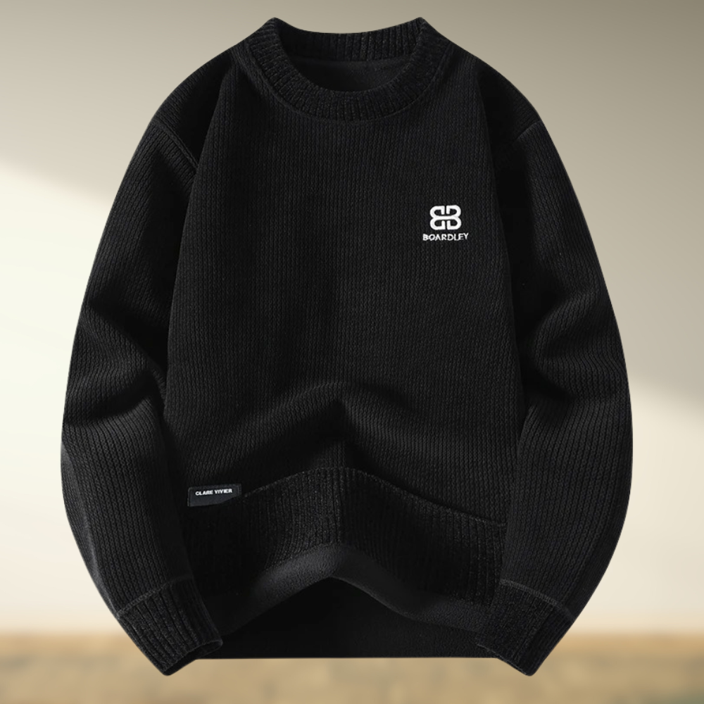 Elegant Rundhalset Strikbluse med Broderi