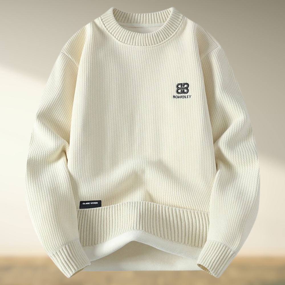 Elegant Rundhalset Strikbluse med Broderi