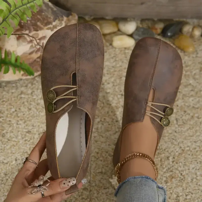 Luxe Elegance – Platta Skor med Rund Tå och Mjuk Sula