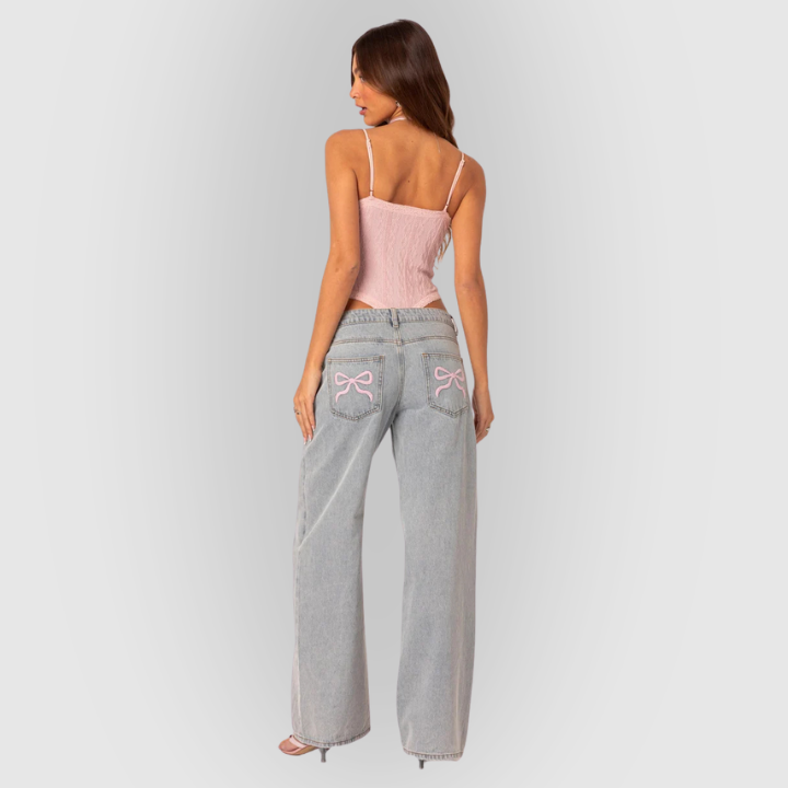 Moderne bredbenede jeans i elegant grå nuancer