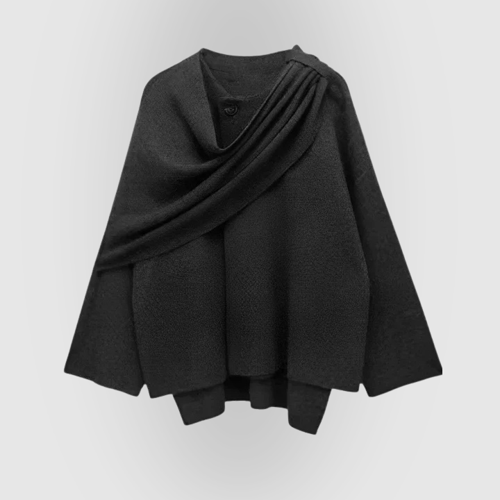 Stilfuld poncho i luksuriøst uldlook med høj krave