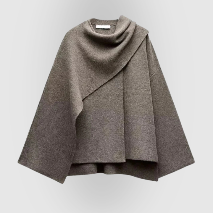 Stilfuld poncho i luksuriøst uldlook med høj krave