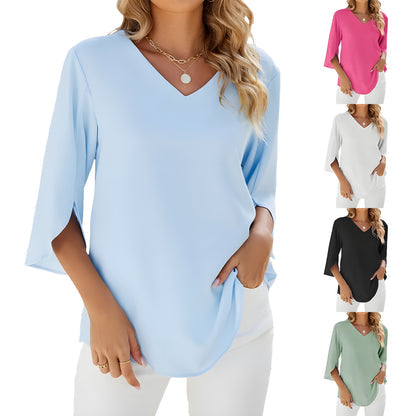 Allegra - Bluse med V-udskæring og let drapering