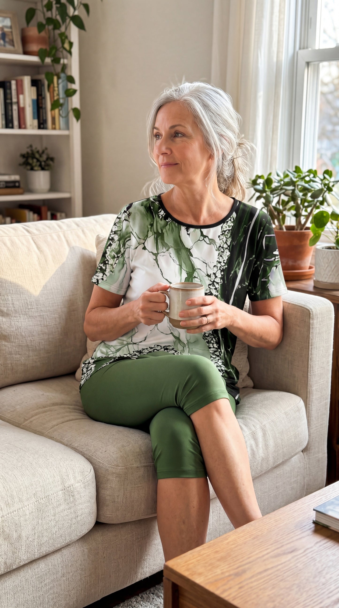Sommarset för kvinnor | Tryckt Topp & Stretchiga Capri-Leggings