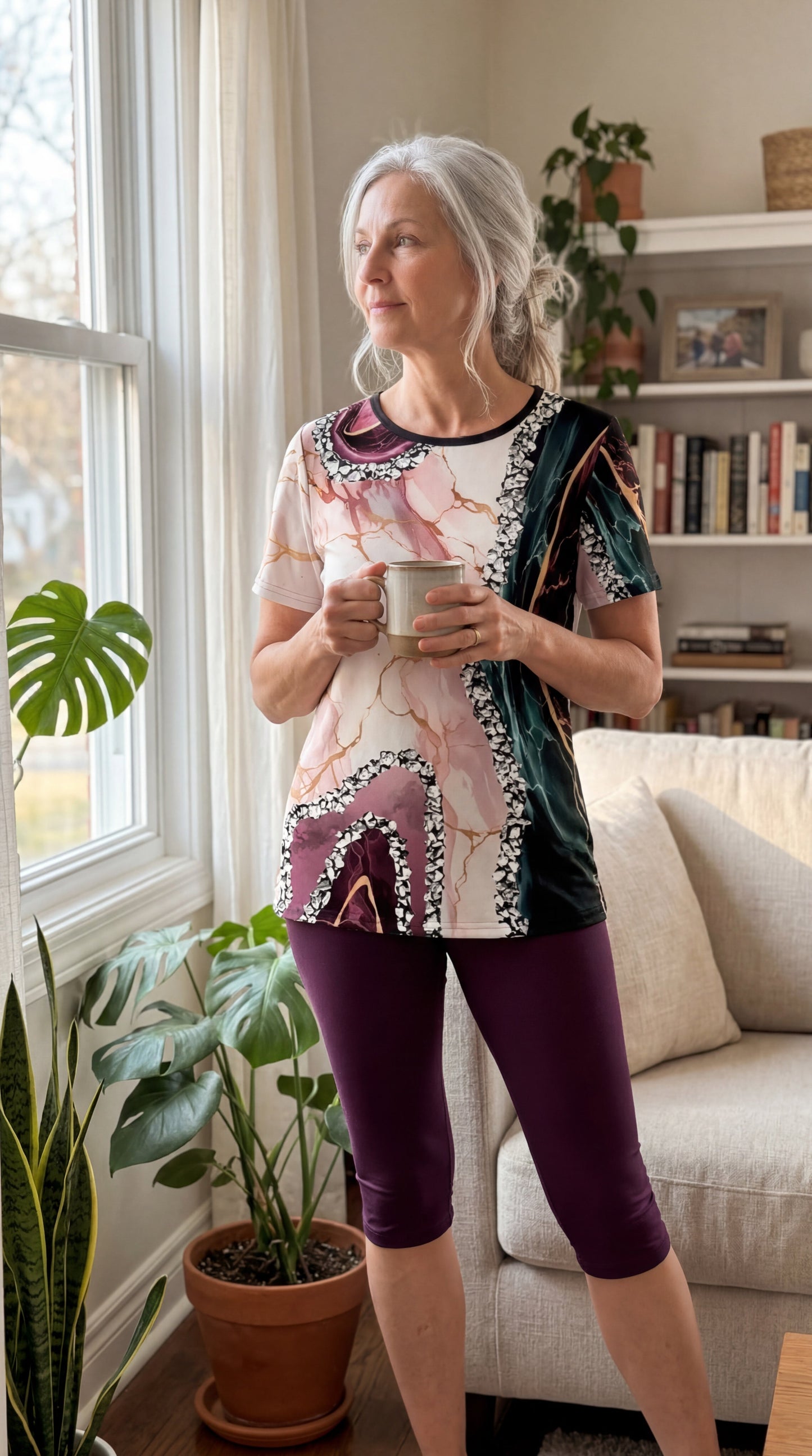 Sommarset för kvinnor | Tryckt Topp & Stretchiga Capri-Leggings