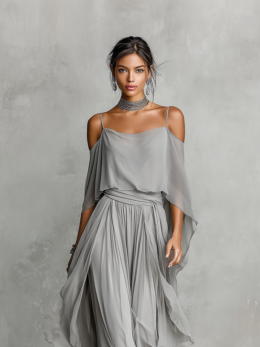 Eleganta Chiffon-set för Sommarens Sammanhang