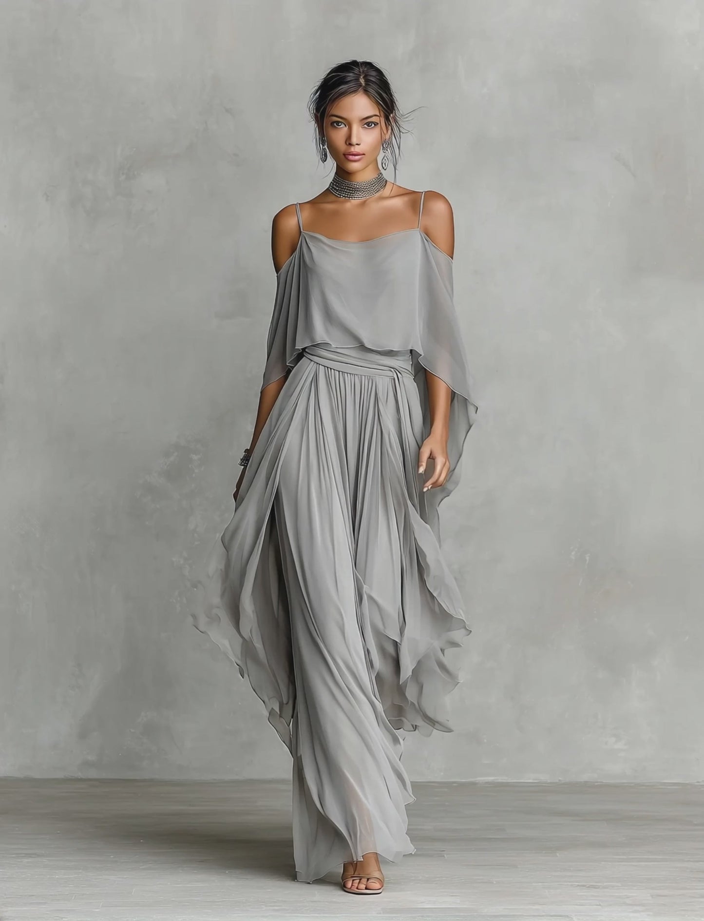 Eleganta Chiffon-set för Sommarens Sammanhang