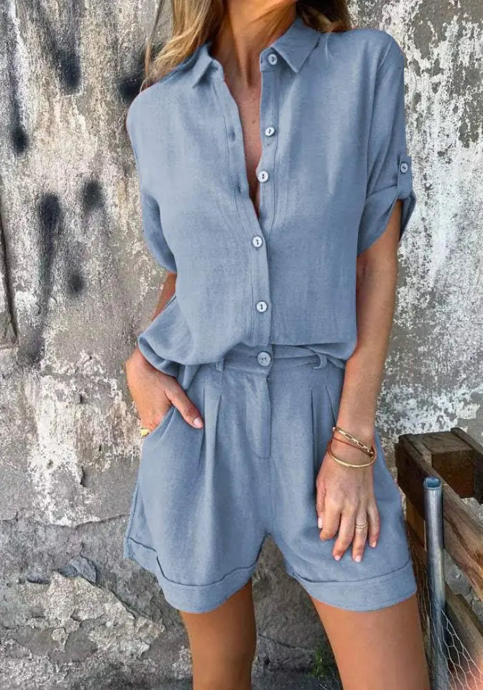 Sommarsatsning för kvinnor | Stilrent linne-set med shorts