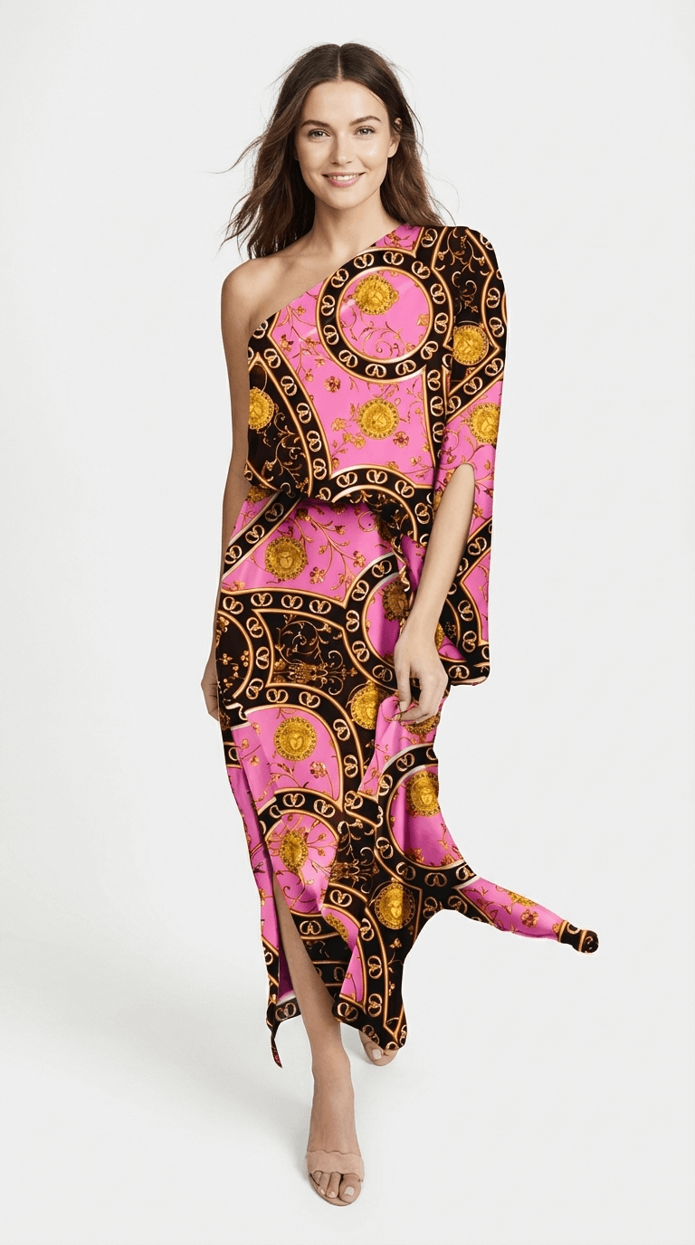 Elysia Asymmetrisk Maxikjole med Print