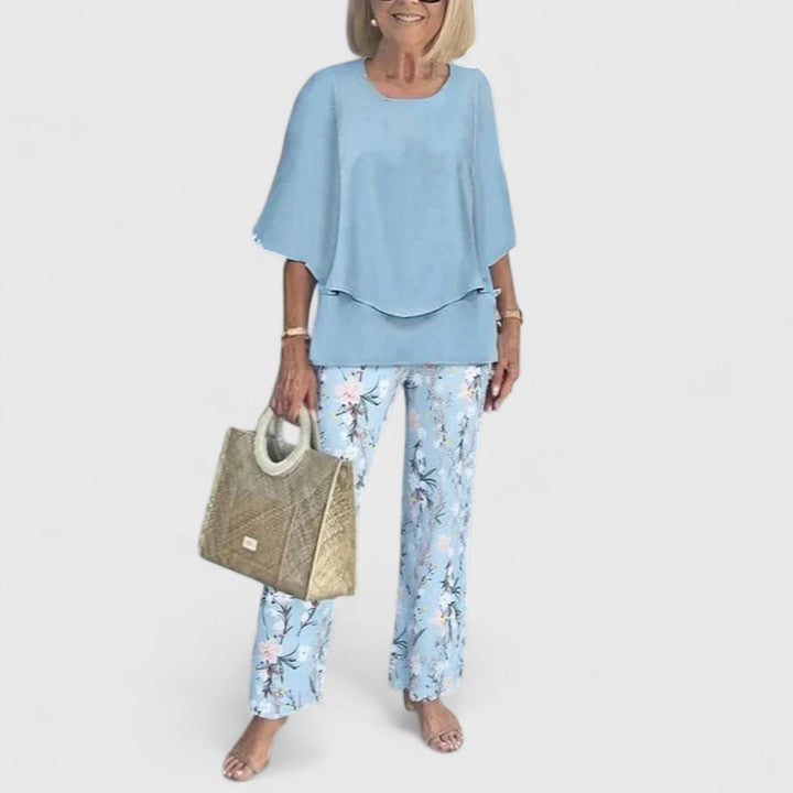 Sommarsättning | Elegant Set med Tryckta Byxor