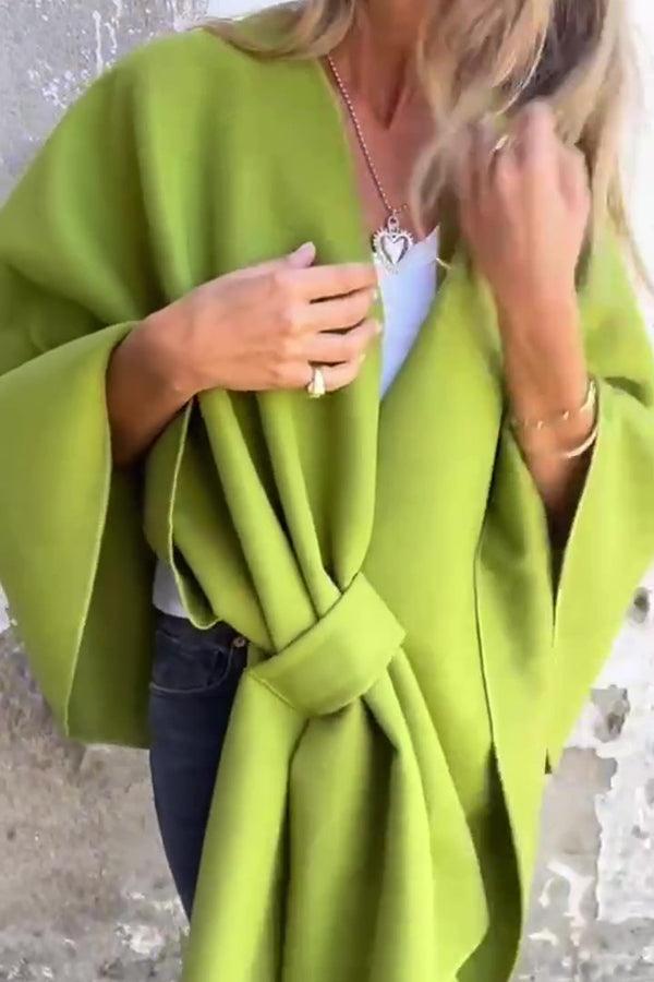 Elegant afslappet V-hals Cape Jakke