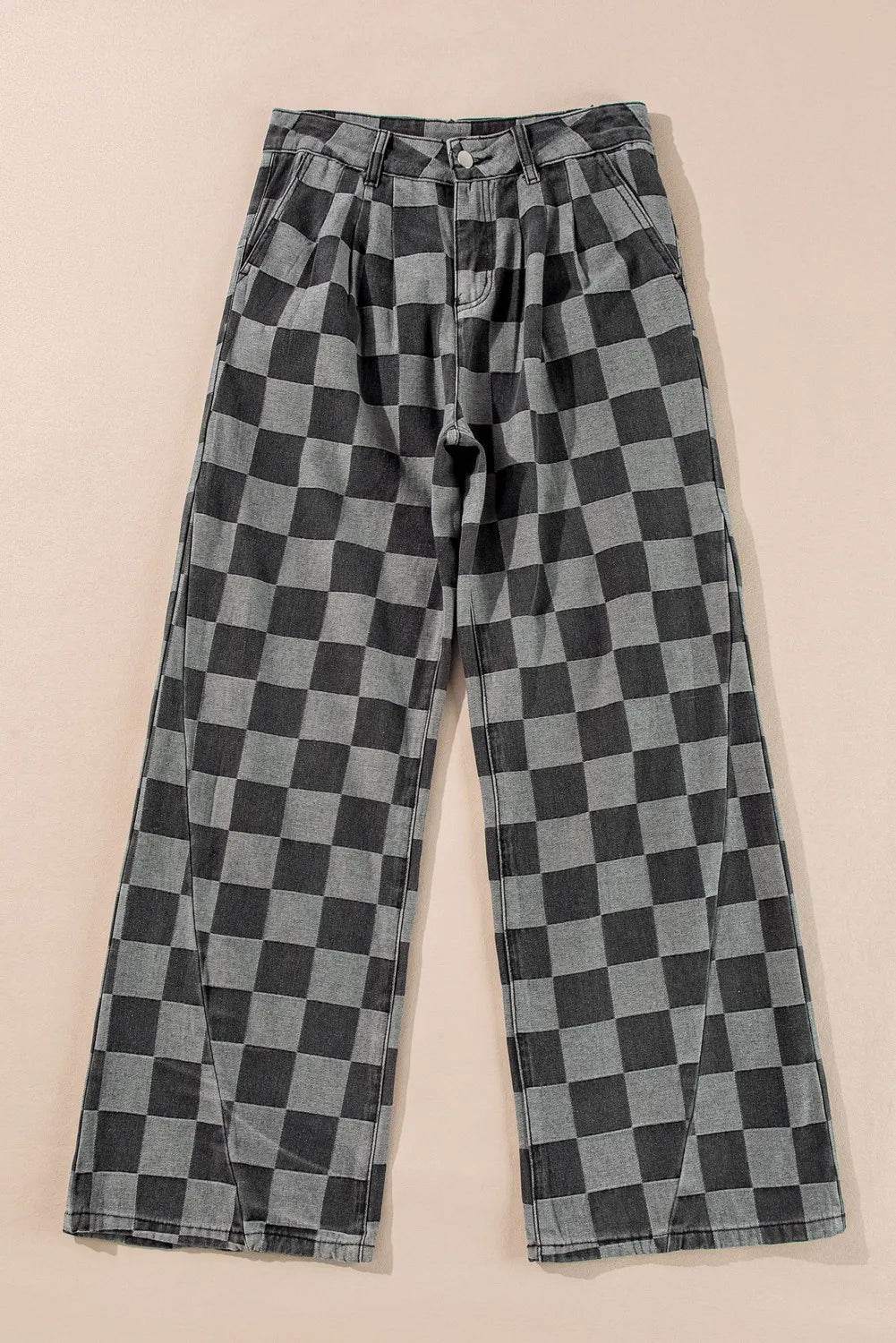 Klassiske Karo-Jeans med Løs Pasform og Praktiske Lommer
