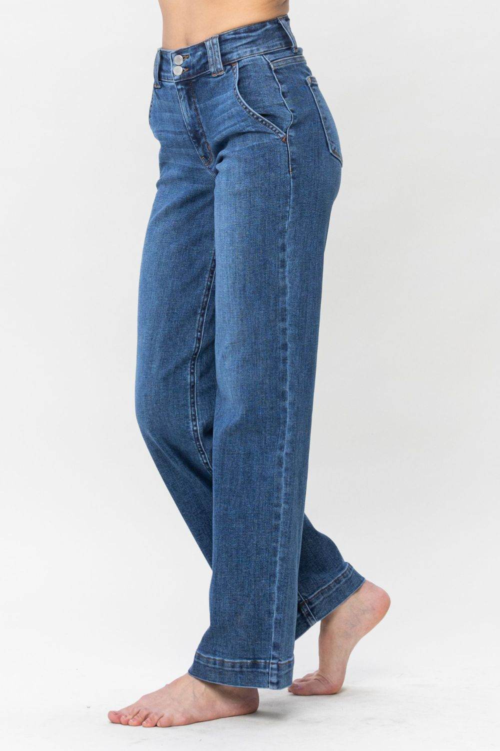 Moderne Jeans med høj talje og bredt ben