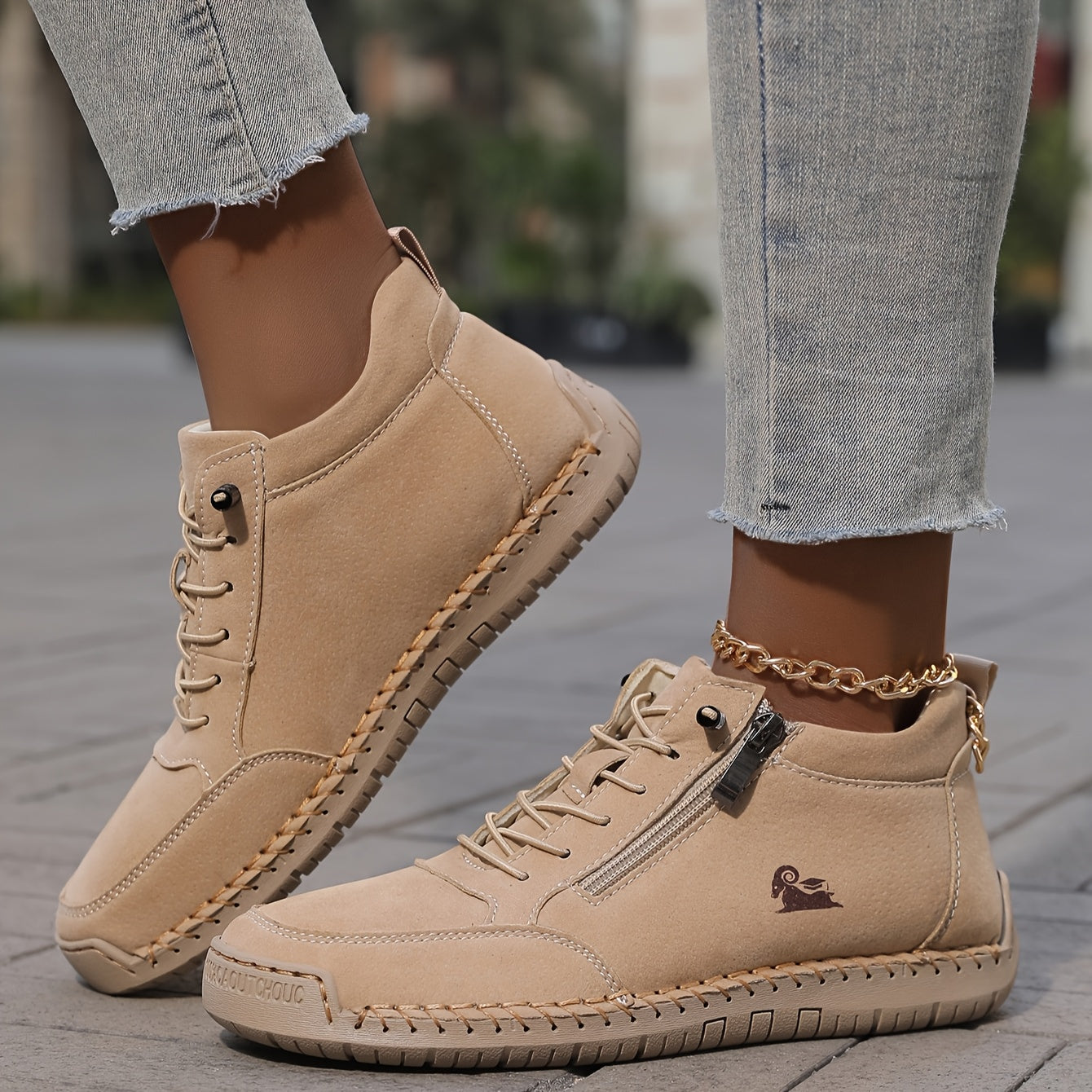 Dame Snøresko med Lynlås for Ultimativ Komfort