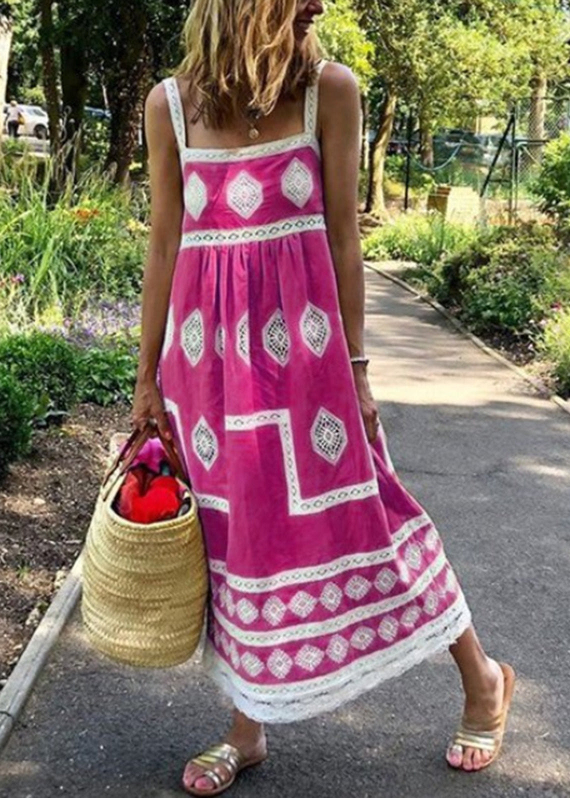 Funktionelt Boho-Maxikjole med Elegant Udsnit