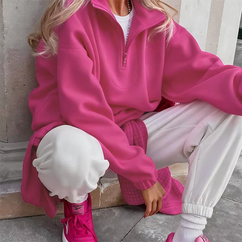 Feminint Sweatshirt med Hætte i Blush Toner