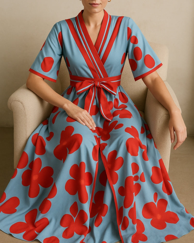 Aften kjole damer – Lang med blomster mønster