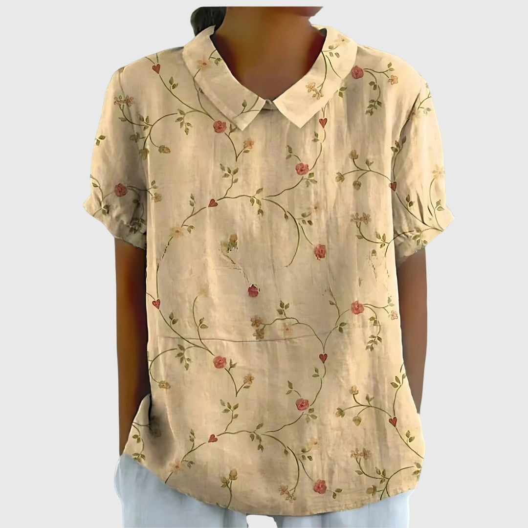 Blomsterdröm | Elegant Kortärmad Blus för Sommaren