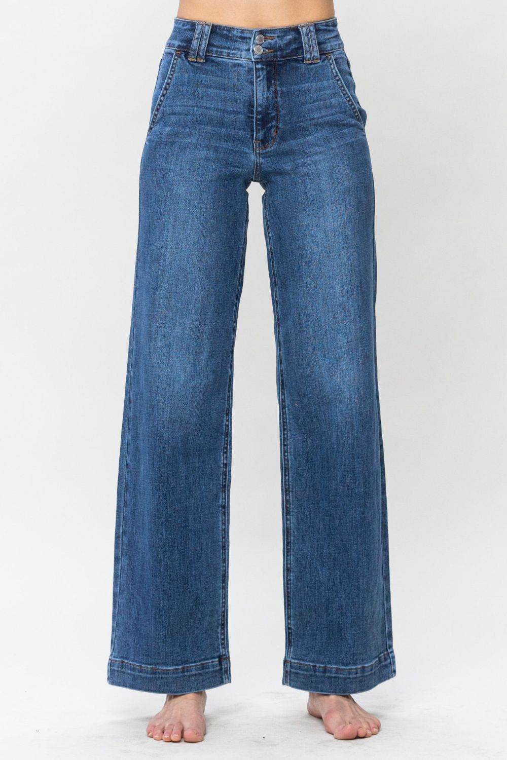 Moderne Jeans med høj talje og bredt ben
