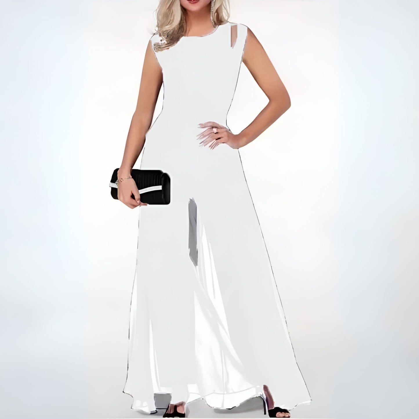 Ärmellös lång jumpsuit för bröllopsgäster