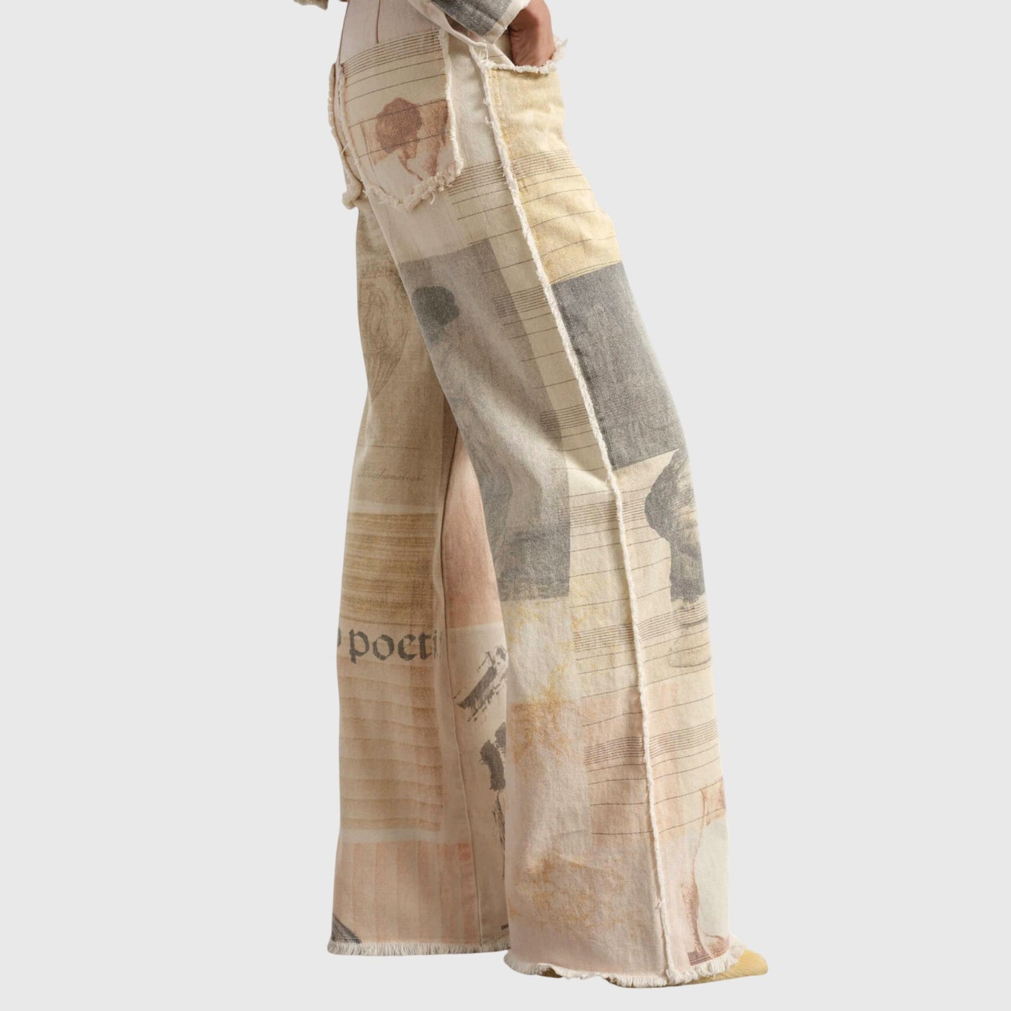 Vintage Højtaljede Jeans med Unikt Design til Kvinder