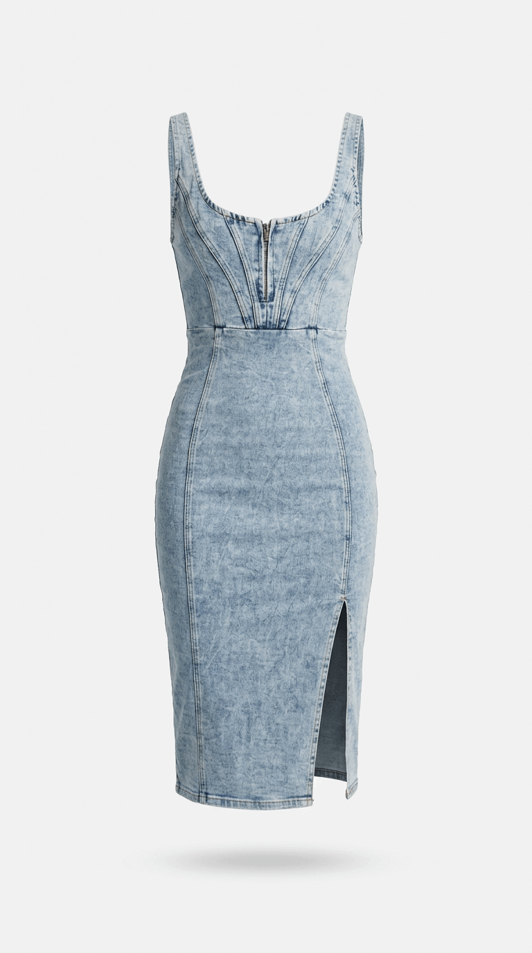 Elysia Denim Midi Kjole
