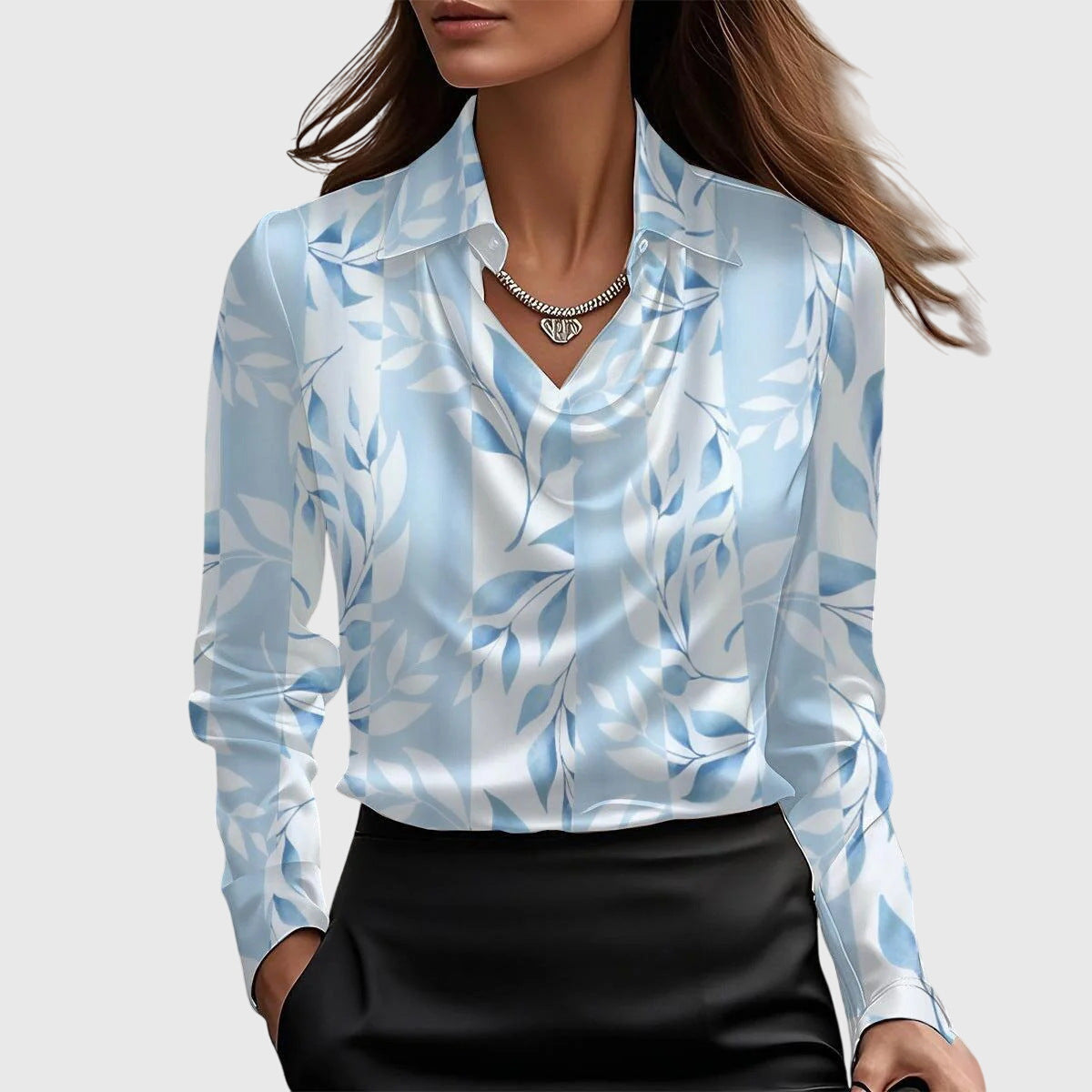 Livia | Elegant Topp med Flödande Krage