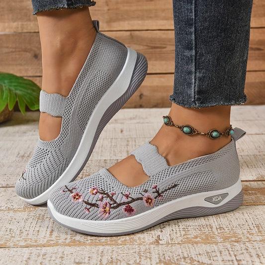 Blommönstrade Mesh Slip-On Skor – Färgsprakande Stil