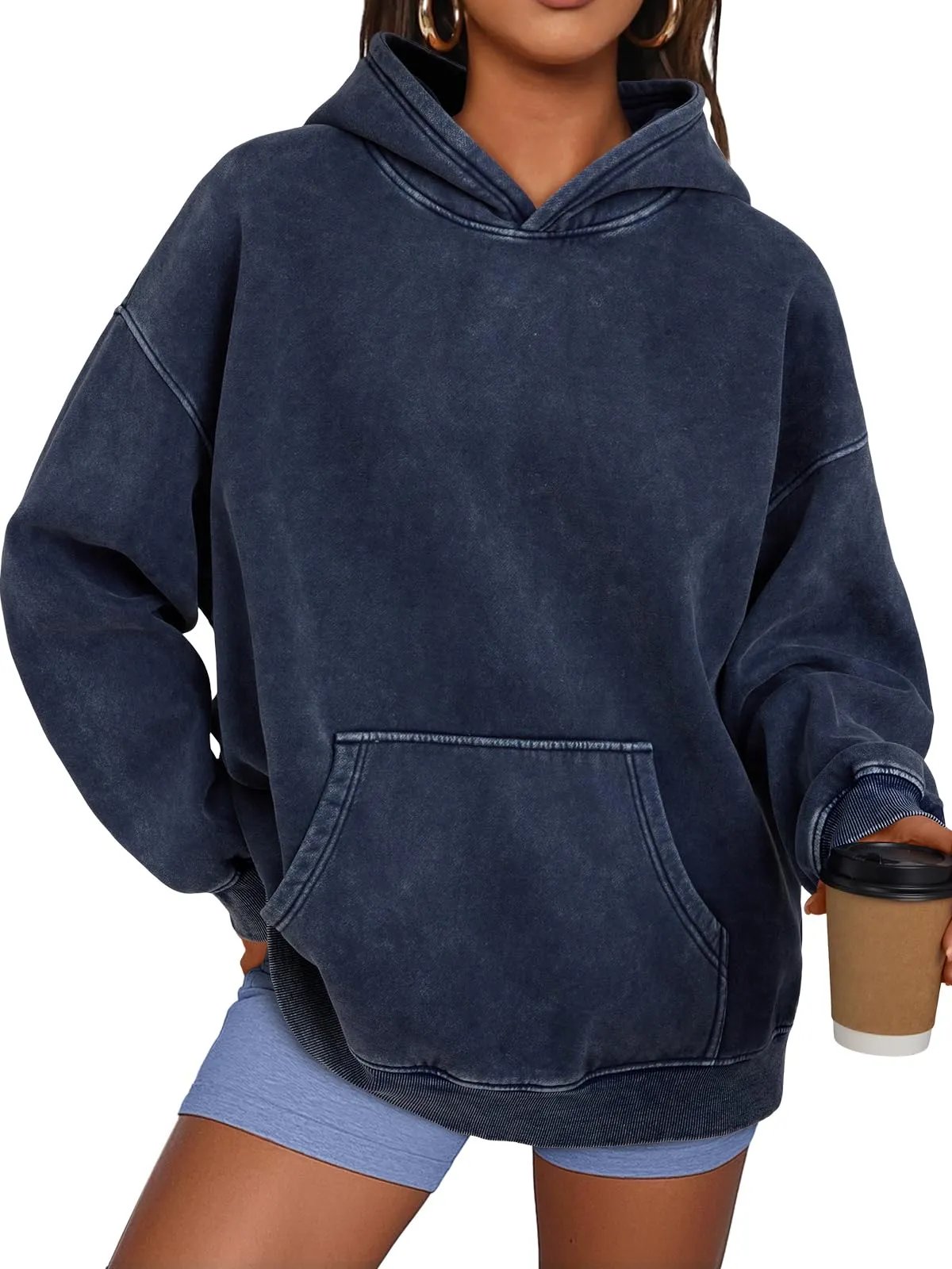 Oversize Sweatshirt med Slidt Look