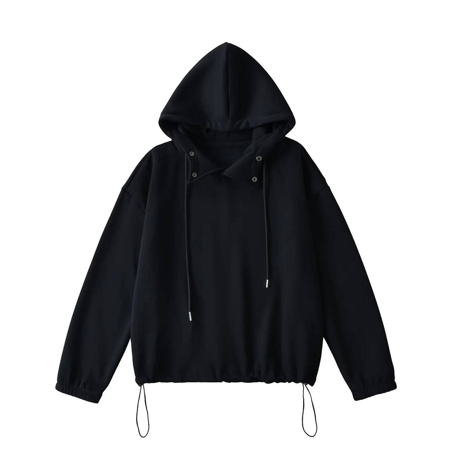 Stilren Hoodie med Halvhög Krage och Unika Detaljer