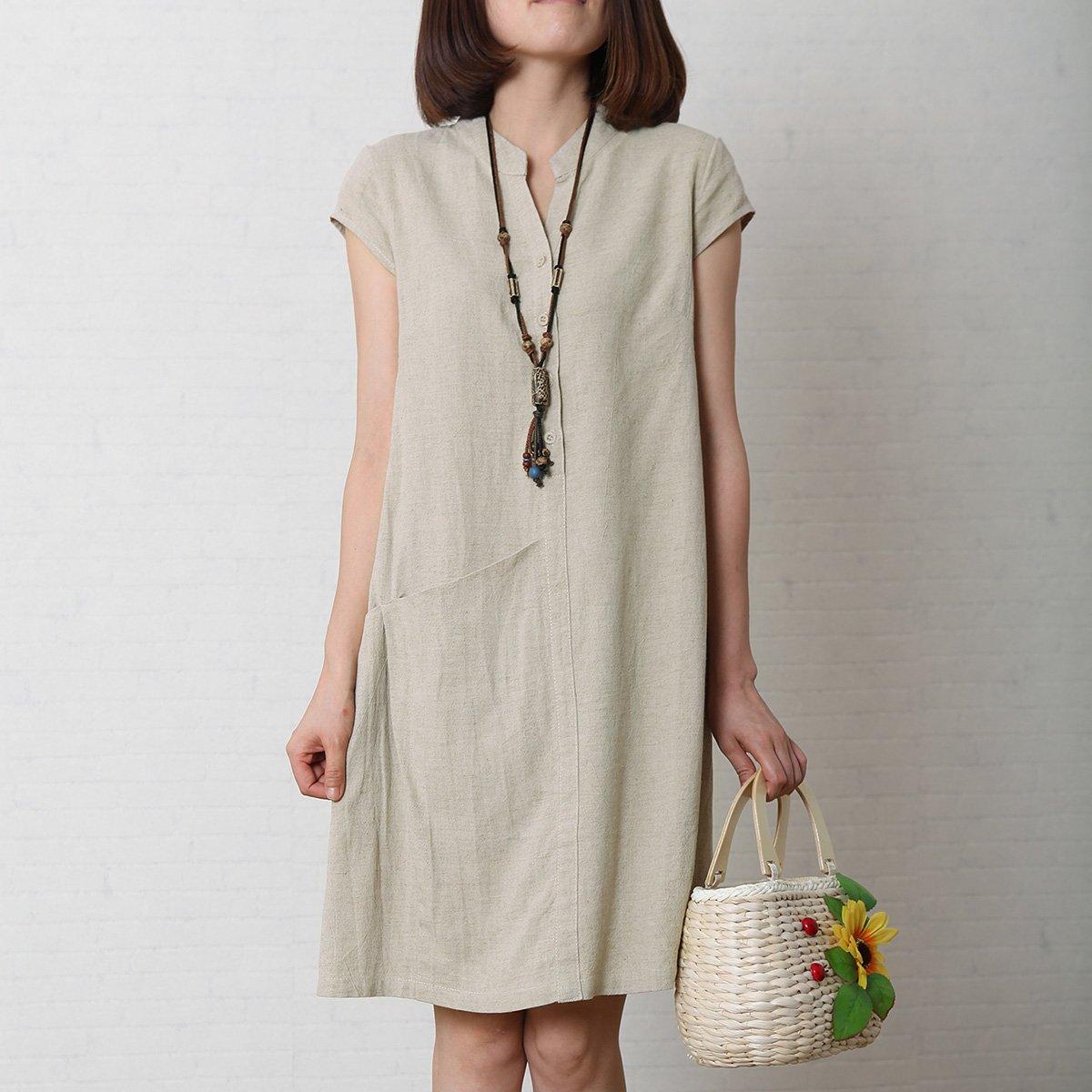 Elegant Sommerkjole i Lys Beige