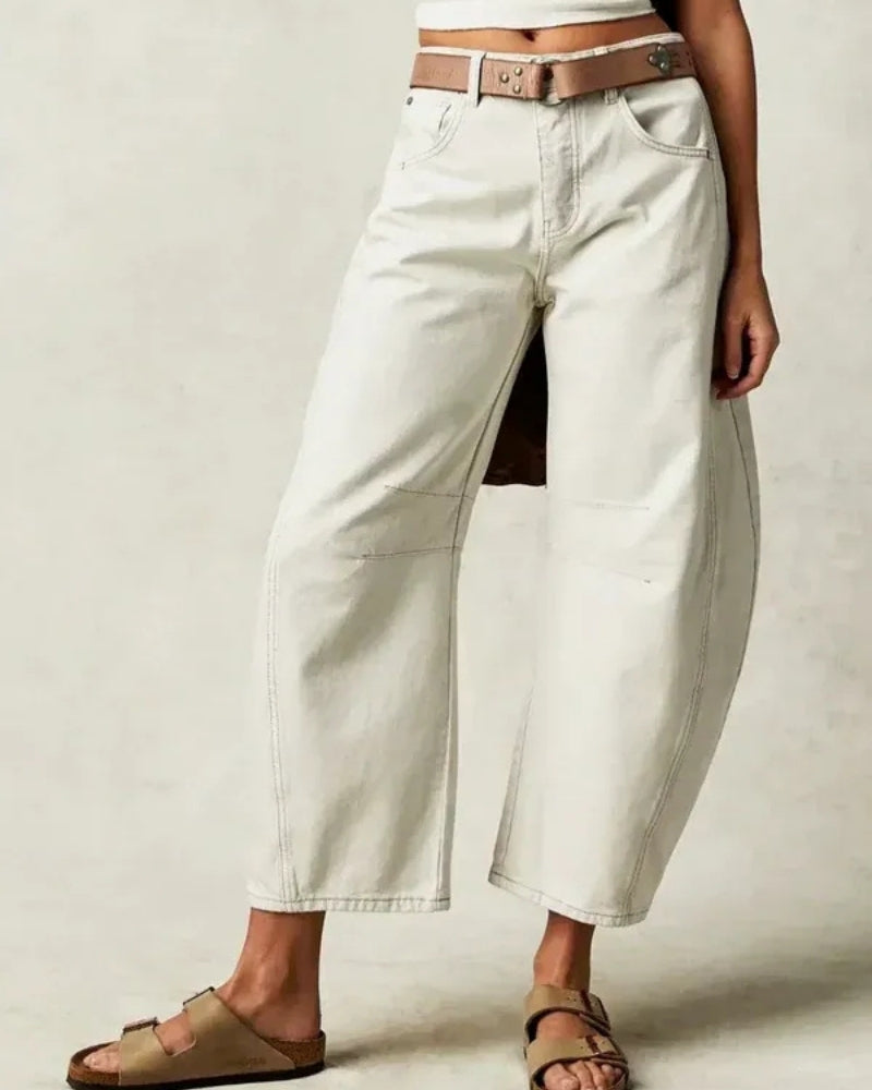 Baggy Jeans Dame – Bred Barrel Jeans med dyreprint og høj talje til vinter