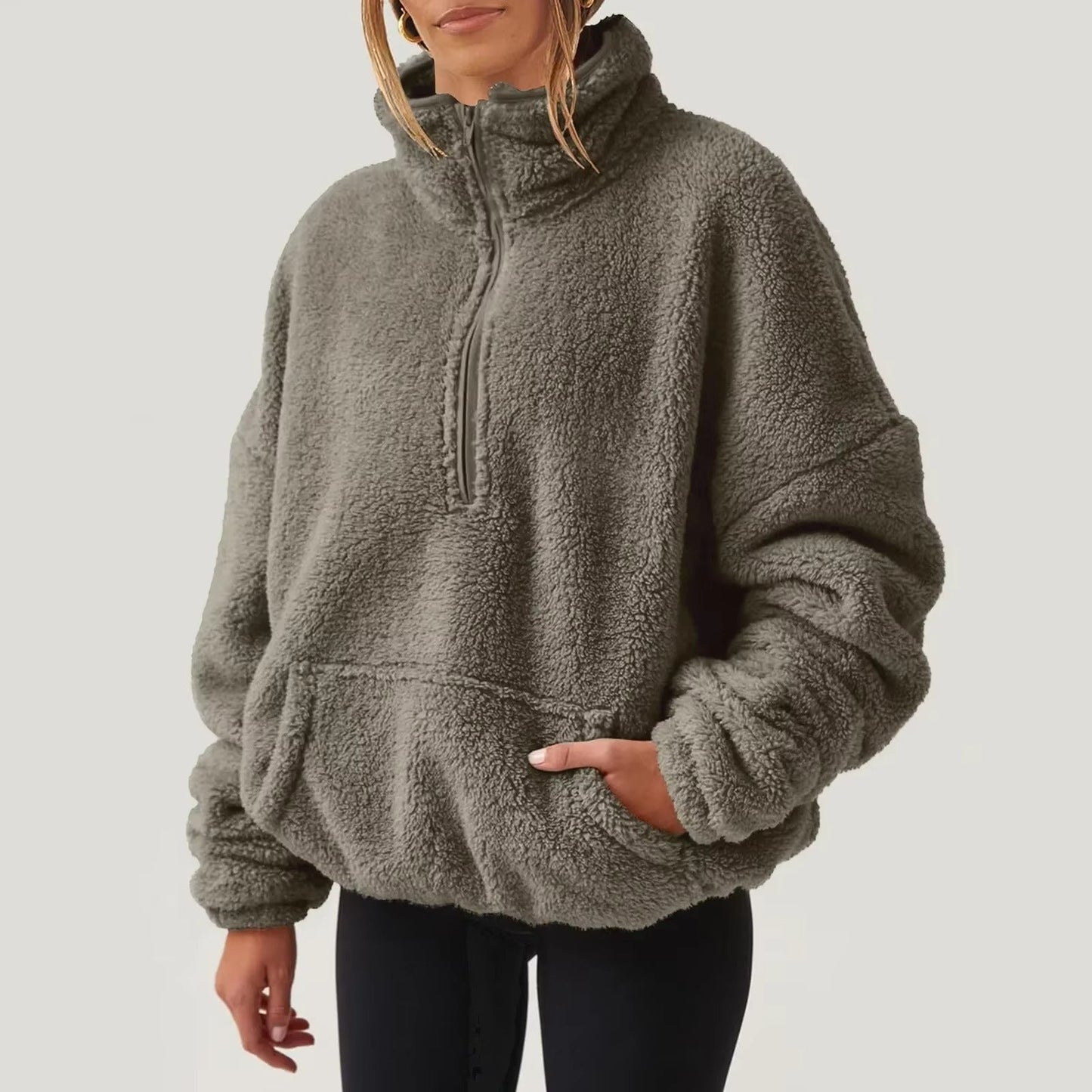 Luksuriøs Fleece Pullover med Halv-Zip til Damer