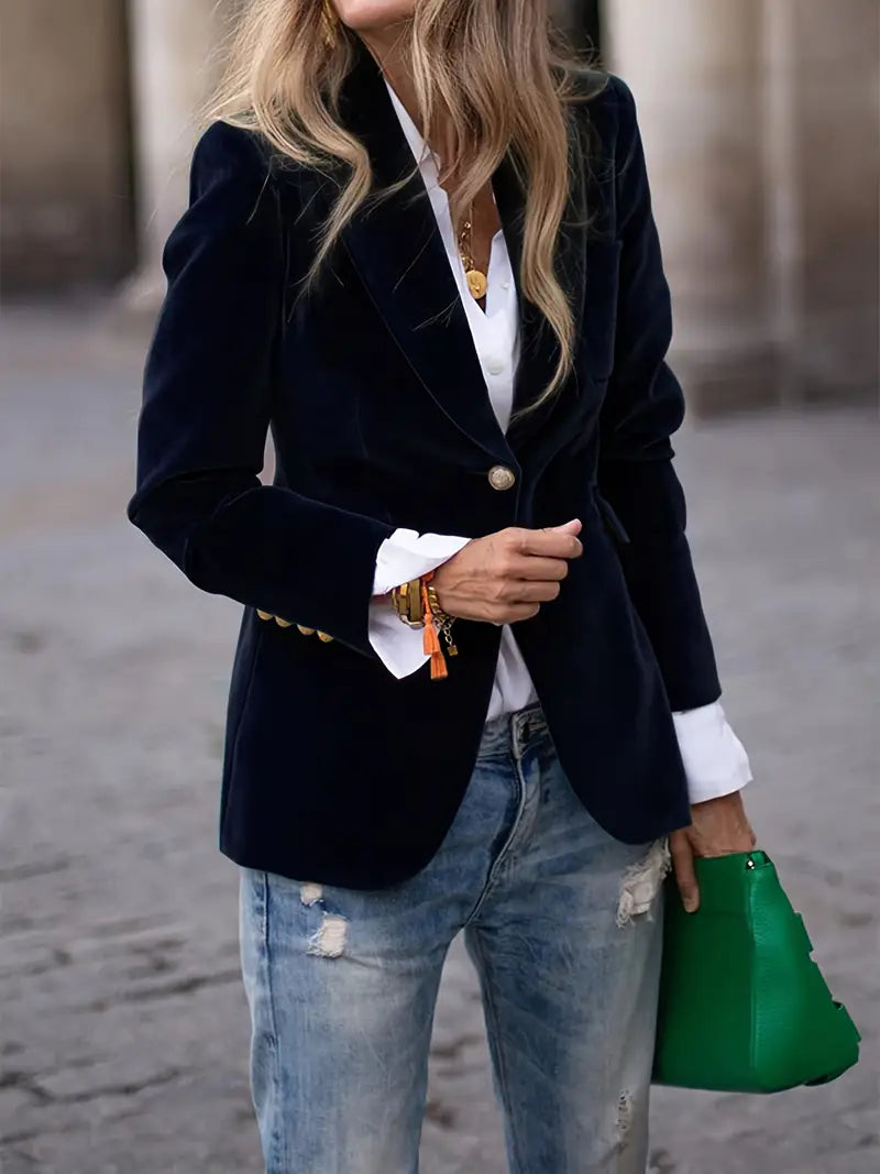 Smal passform för damer, enknäppt blazer i elegant stil