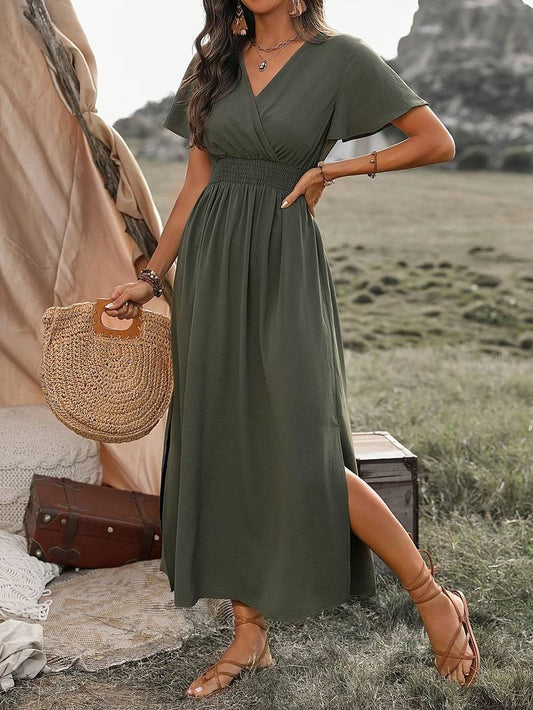 Maxiklänning med V-ringning för dam i boho-stil