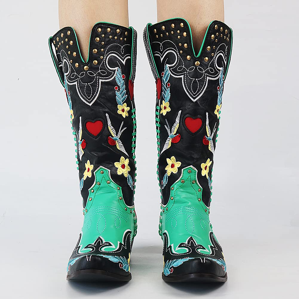 Astrid | Elegant Broderade Booties med Blommönster för Damer