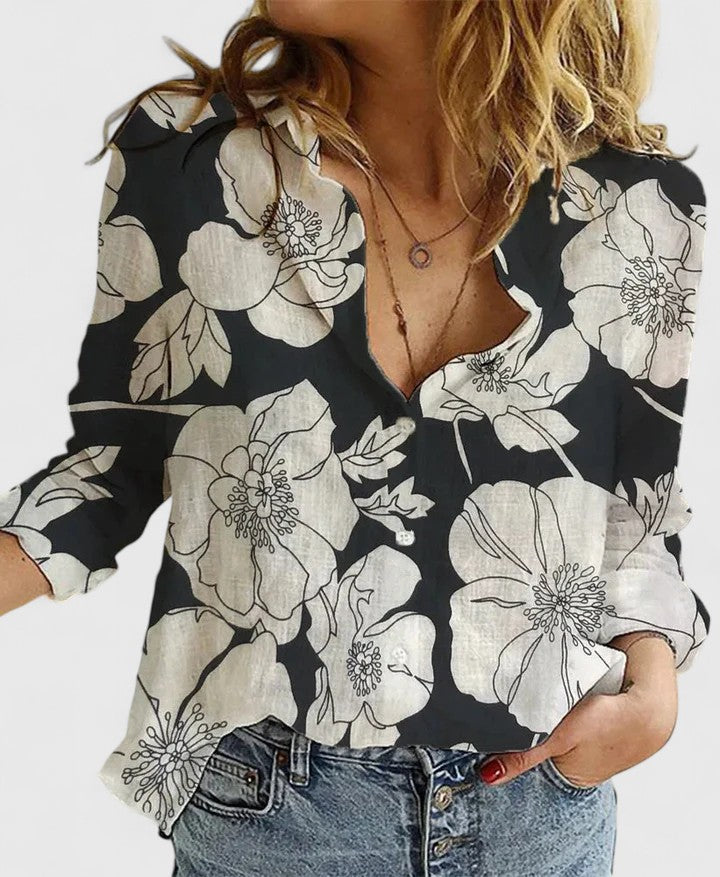 Sofia | Elegant V-halsblus för Sommaren
