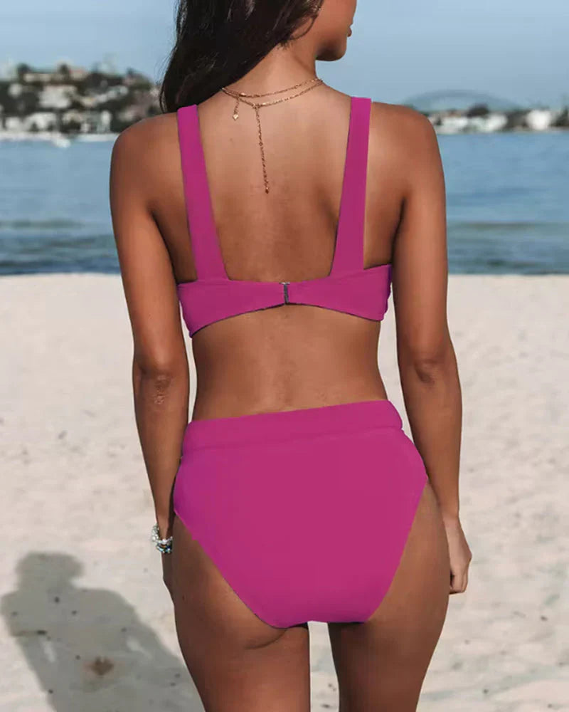 Tvådelad bikini för damer med hög midja