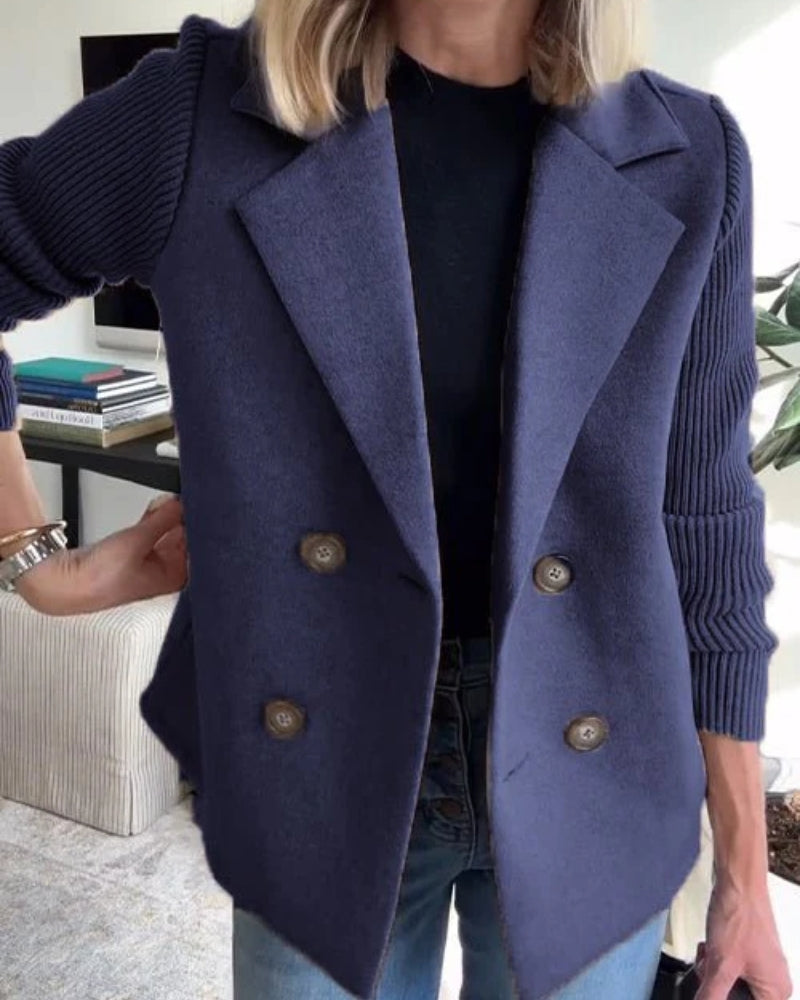 Blazer Dame – Dobbelt række med strikkede ærmer