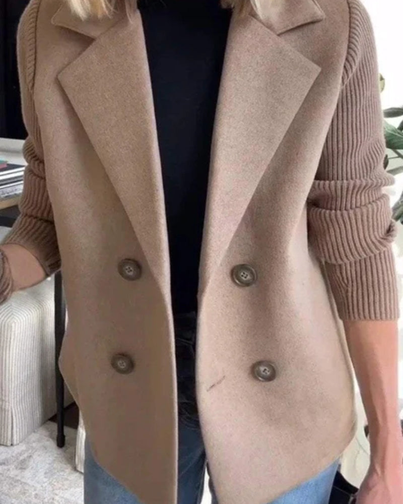 Blazer Dame – Dobbelt række med strikkede ærmer