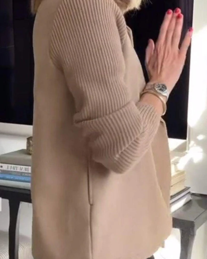 Blazer Dame – Dobbelt række med strikkede ærmer