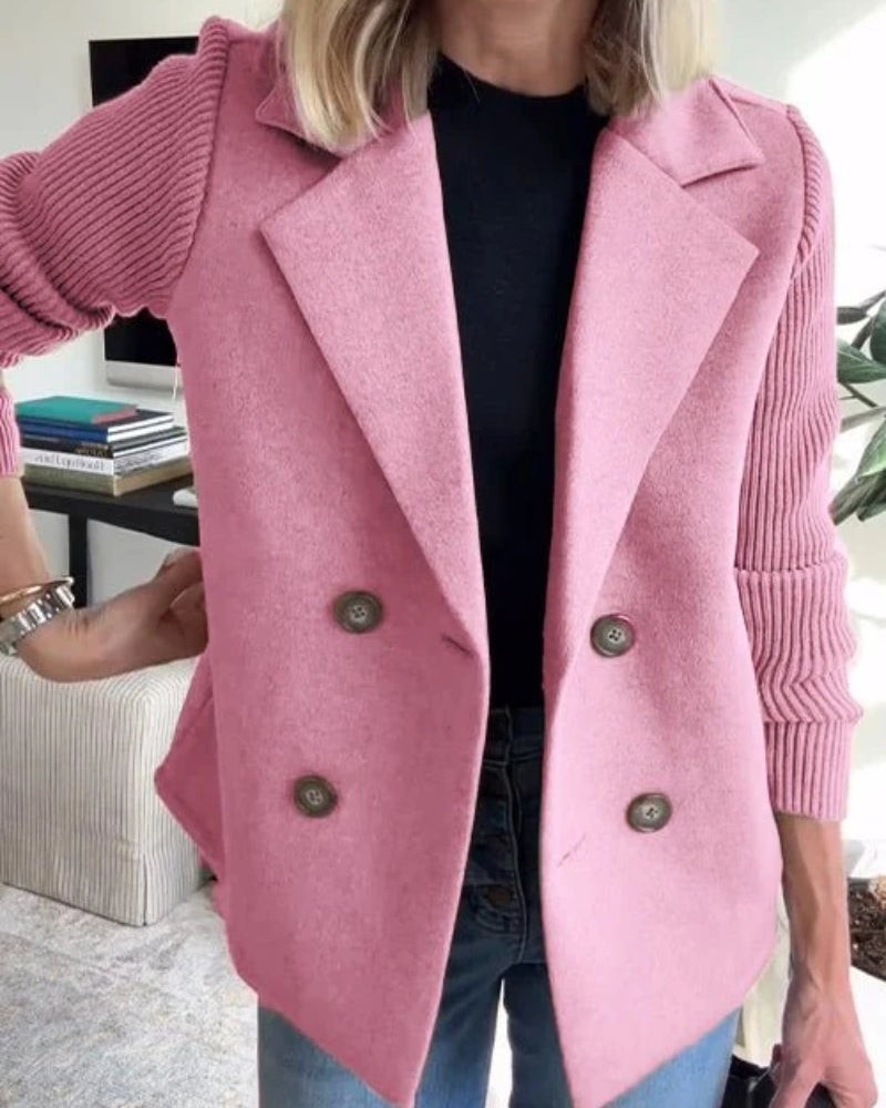 Blazer Dame – Dobbelt række med strikkede ærmer