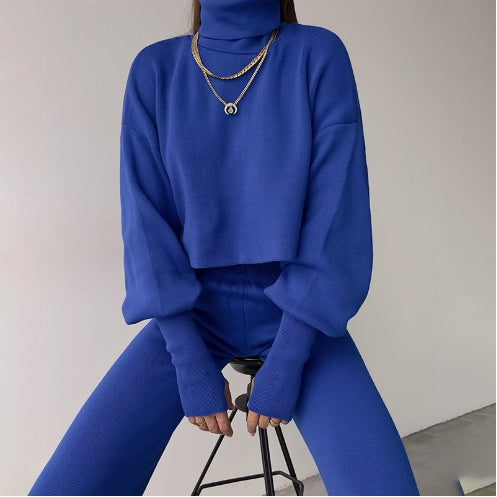 Elegant Sæt med Strikhandsker og Turtleneck